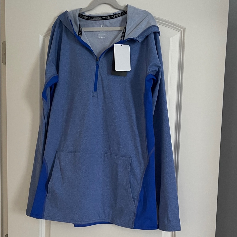 Boy’s Under Armour Cold Gear Half Zip Blue Hooded Pullover